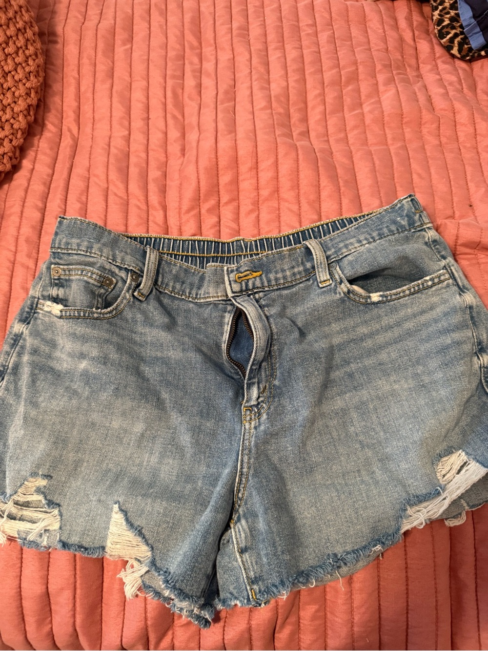 aerie Light Blue Distressed Denim Shorts